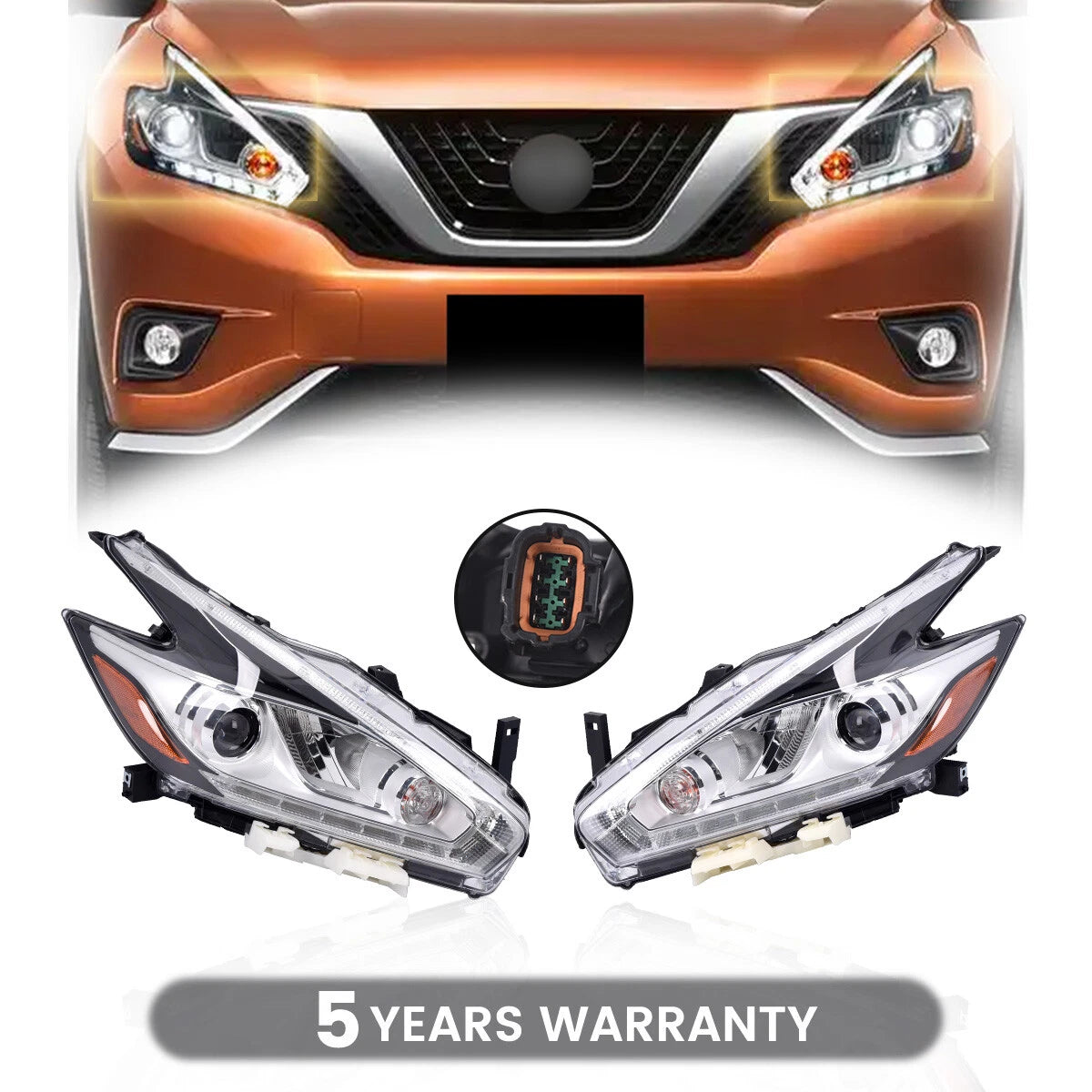Pair LED Headlight Assemblies for Nissan Murano (2015–2018)
