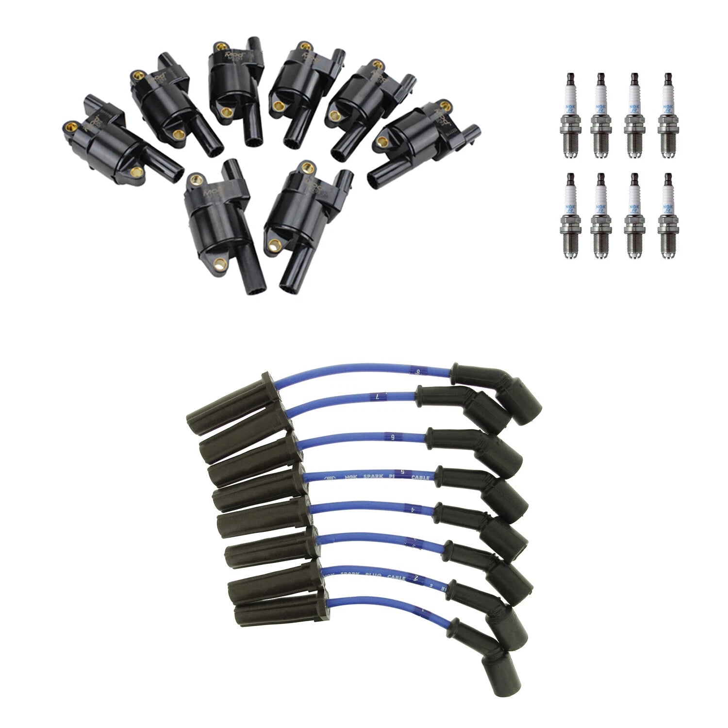 NGK Ignition Coil Wires & 8 Nickel Spark Plugs for Savana 1500 (2003–2009)