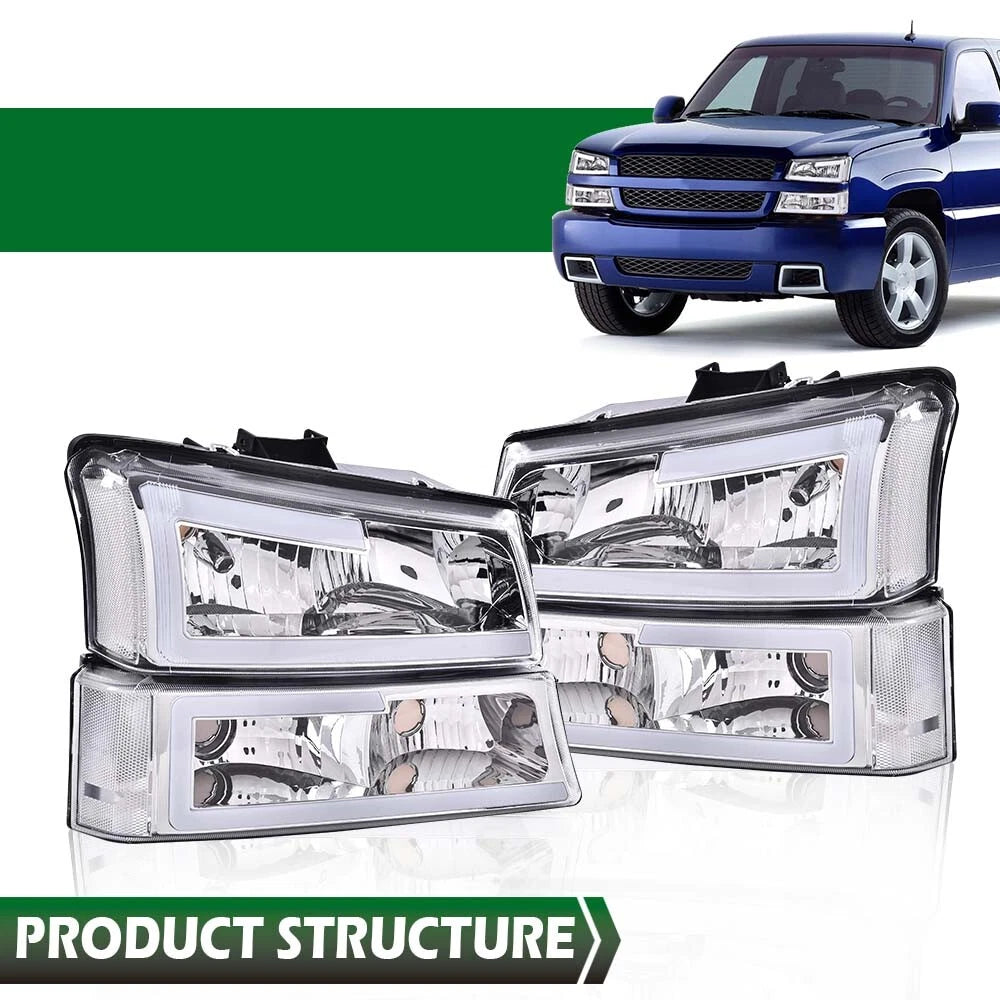 LED DRL Headlights Bumper Lamps for Chevy Silverado 1500 (2003–2007)