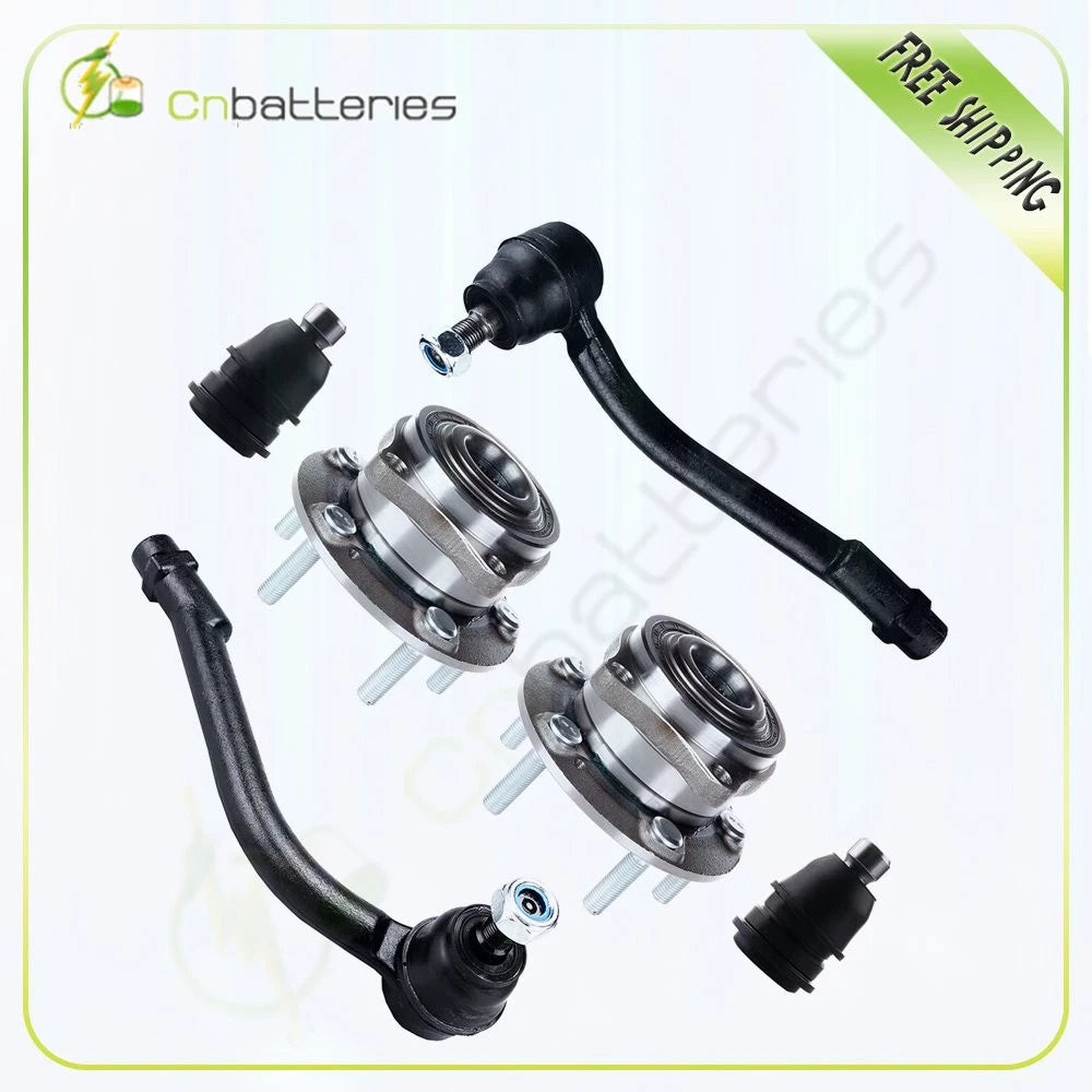 Set of 6 Front Wheel Hub Bearing Assembly Tie Rods Ball Joints for Santa Fe (2007–2012)