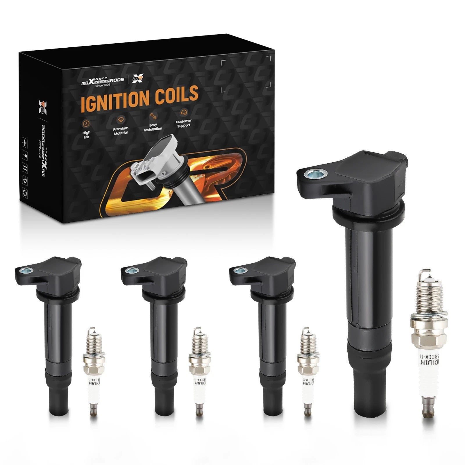 Set of 4 Ignition Spark Plugs for Dodge Attitude Hyundai Accent Kia C691 UF499