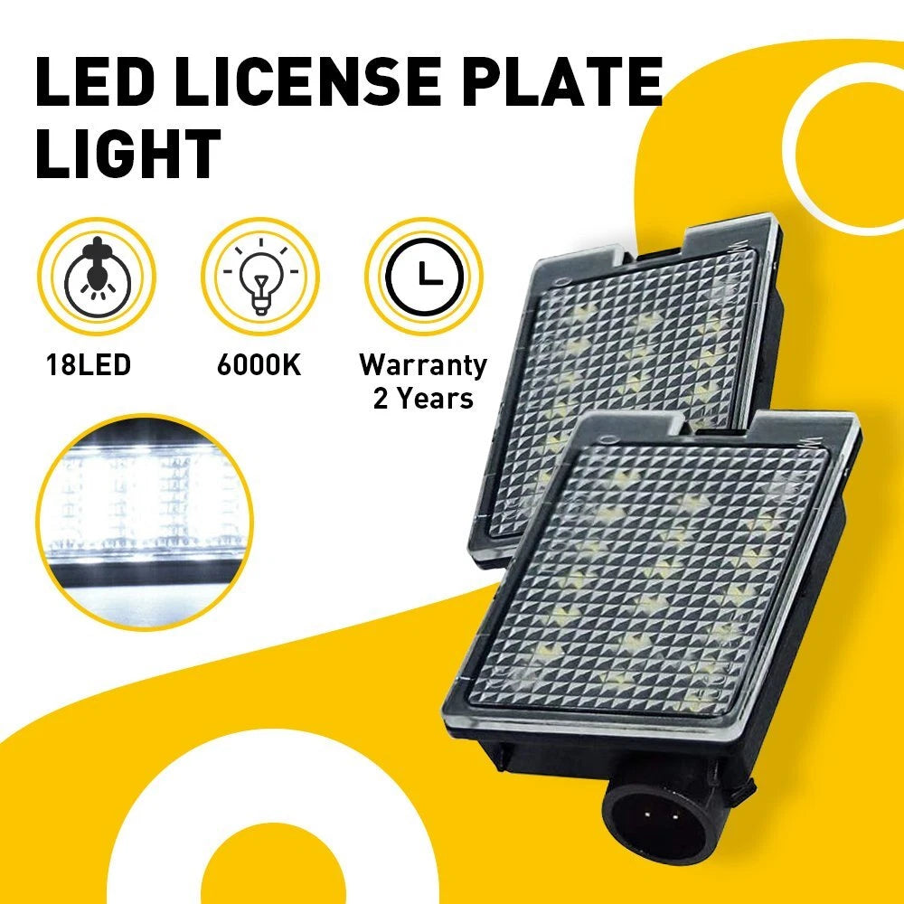 Set of 2 White LED License Plate Lights for Dodge Durango (2014–2021)