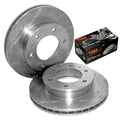 Front Dimpled Slotted Disc Rotors & Brake Pads for Mazda BT-50 Ute