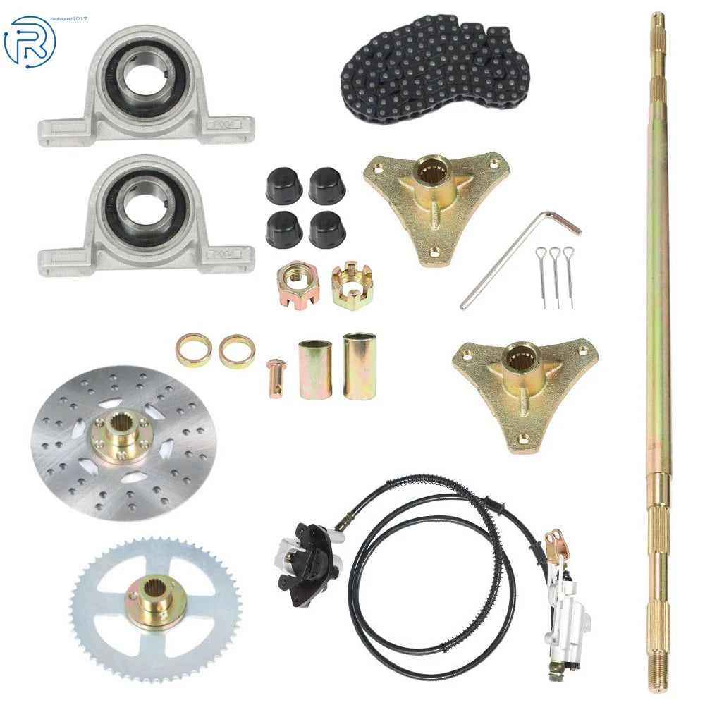 Rear Live Axle Kit with Sprocket, Hub, Brake Assembly & Chain for Drift Trike