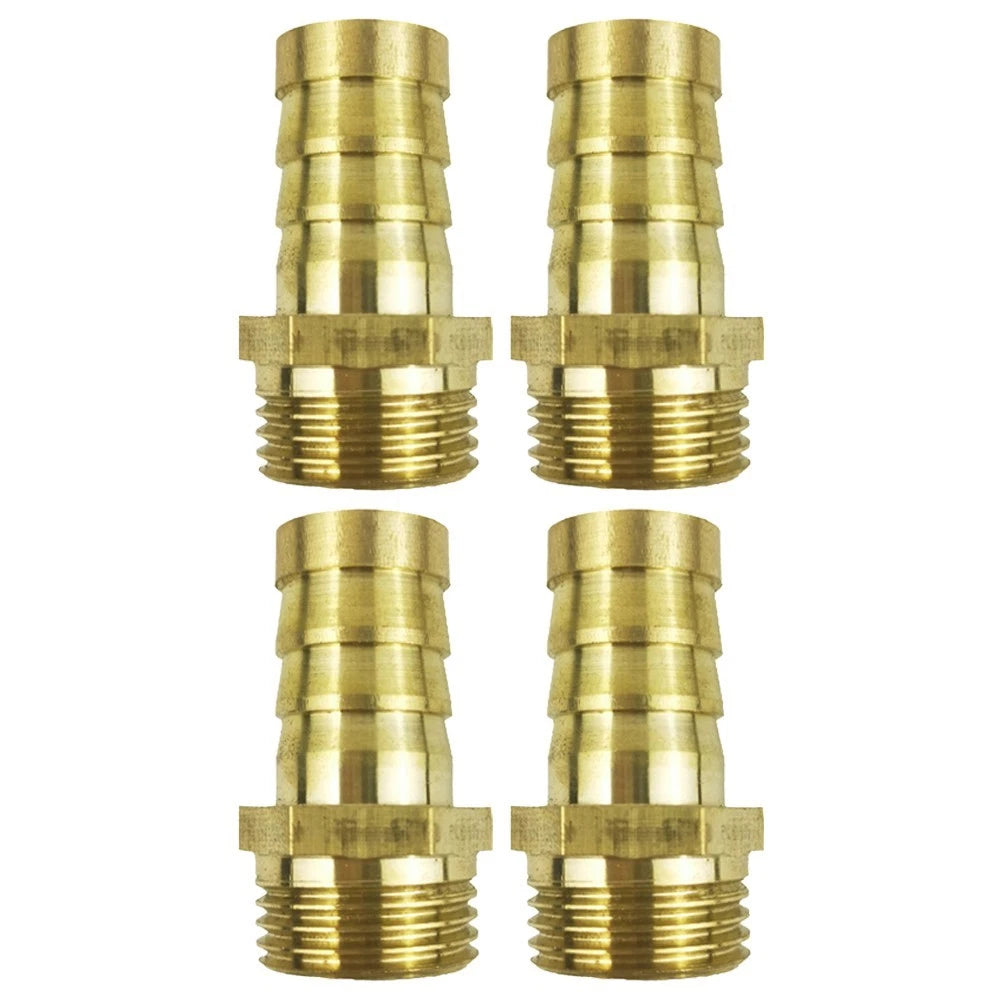 Set of 4 Brass Hose Fitting Adapters 3/4 NPT Male to 3/4 Barb