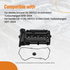 Black Aluminum Valve Cover with Gasket for Honda Civic 1.5L (2016–2024) 123105AAA01