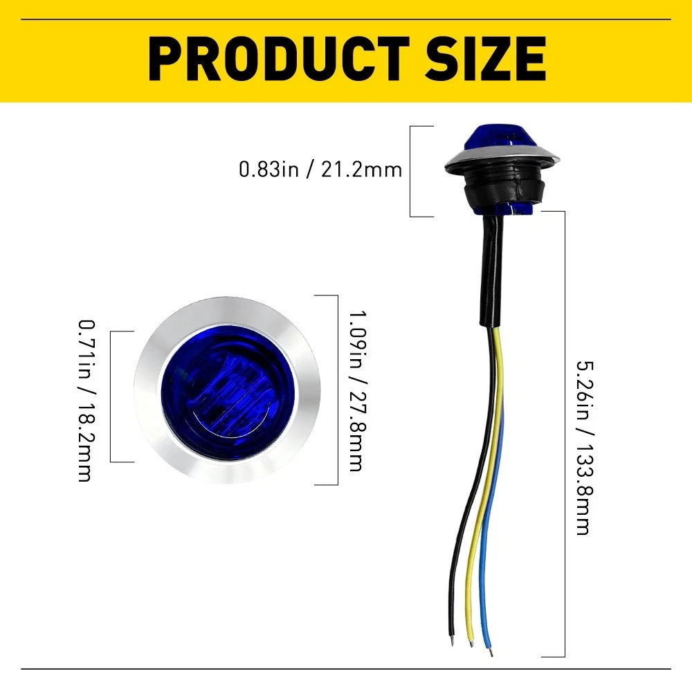 10X 3/4" LED Emergency Strobe Marker Light Blue Warning Flashing