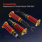 Set of 4 Coilover Struts for Honda Prelude (1992-2001) Adjustable Height