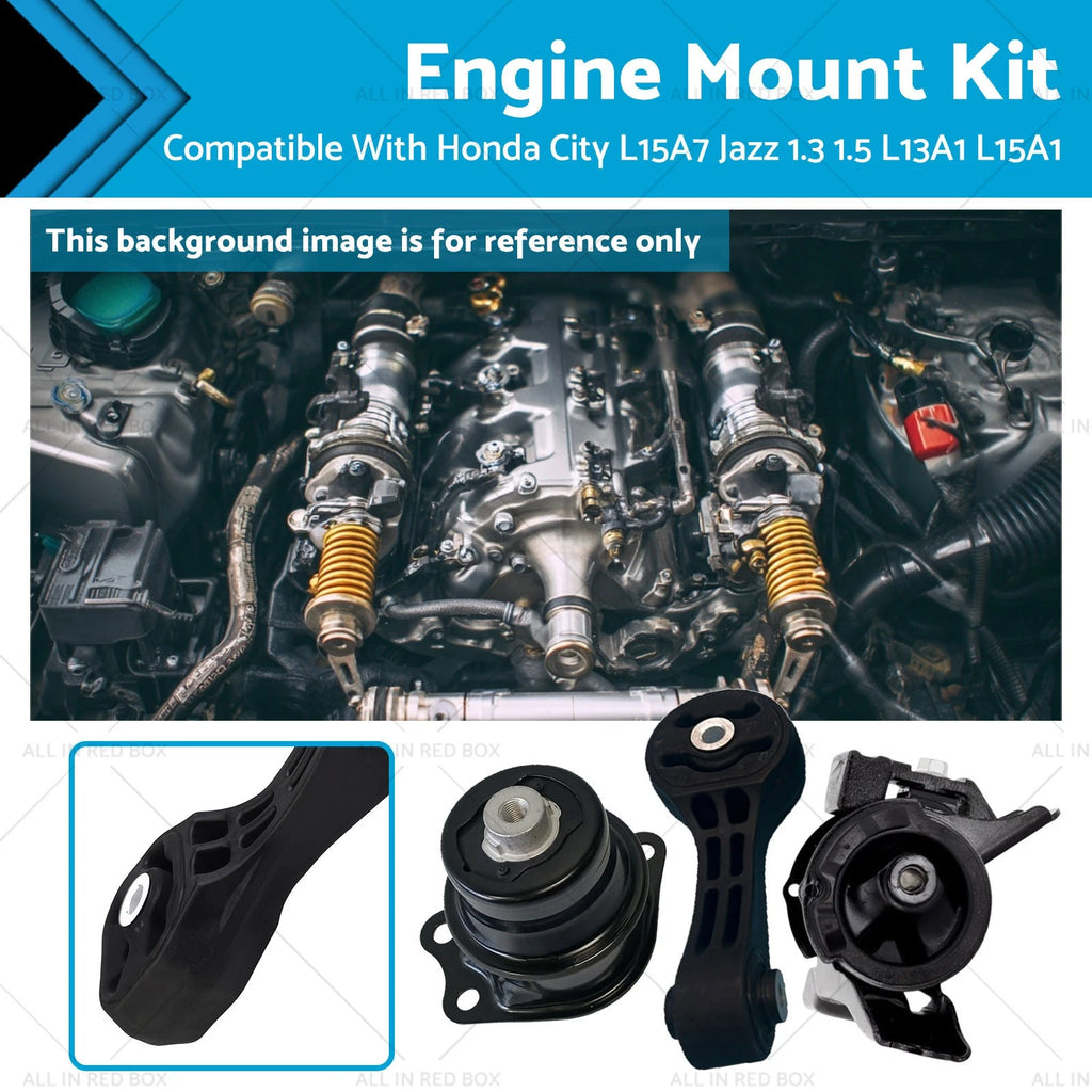 3X Engine Mount Set for Honda City Jazz (2008–2014) L13A1 L15A1 L15A7