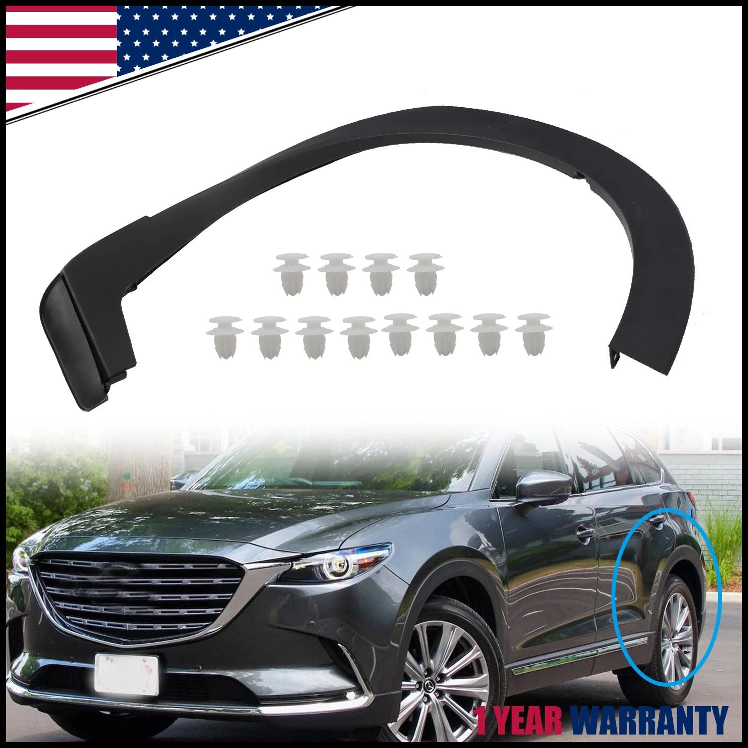 Rear LH Driver Side Wheel Opening Molding for Mazda CX-9 (2016–2023) TK48-51-W60