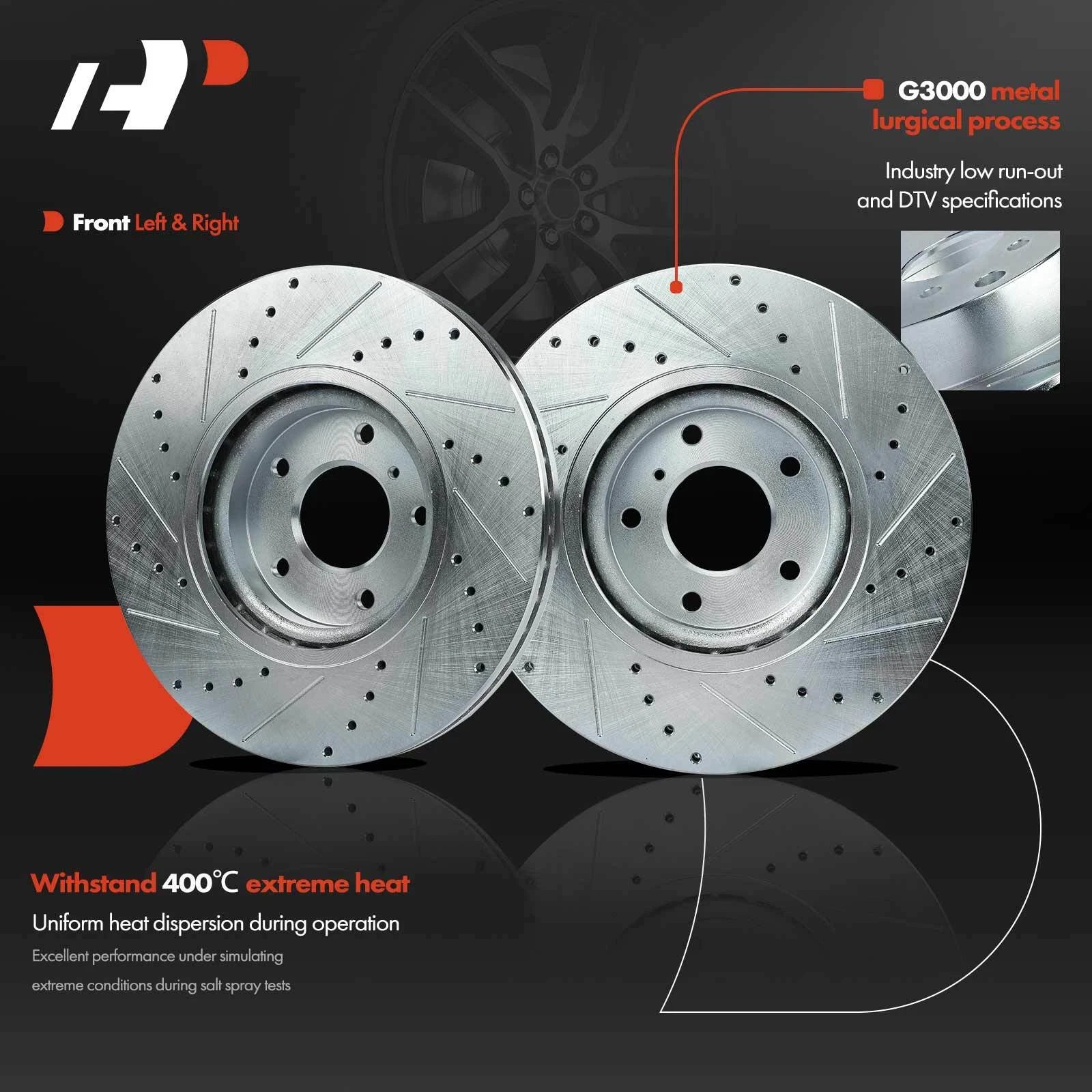 Front Drilled Brake Rotors & Ceramic Pads for Nissan Maxima (2004-2008)