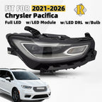 Full LED Projector Headlight for Chrysler Pacifica (2021–2026) w/DRL & Module