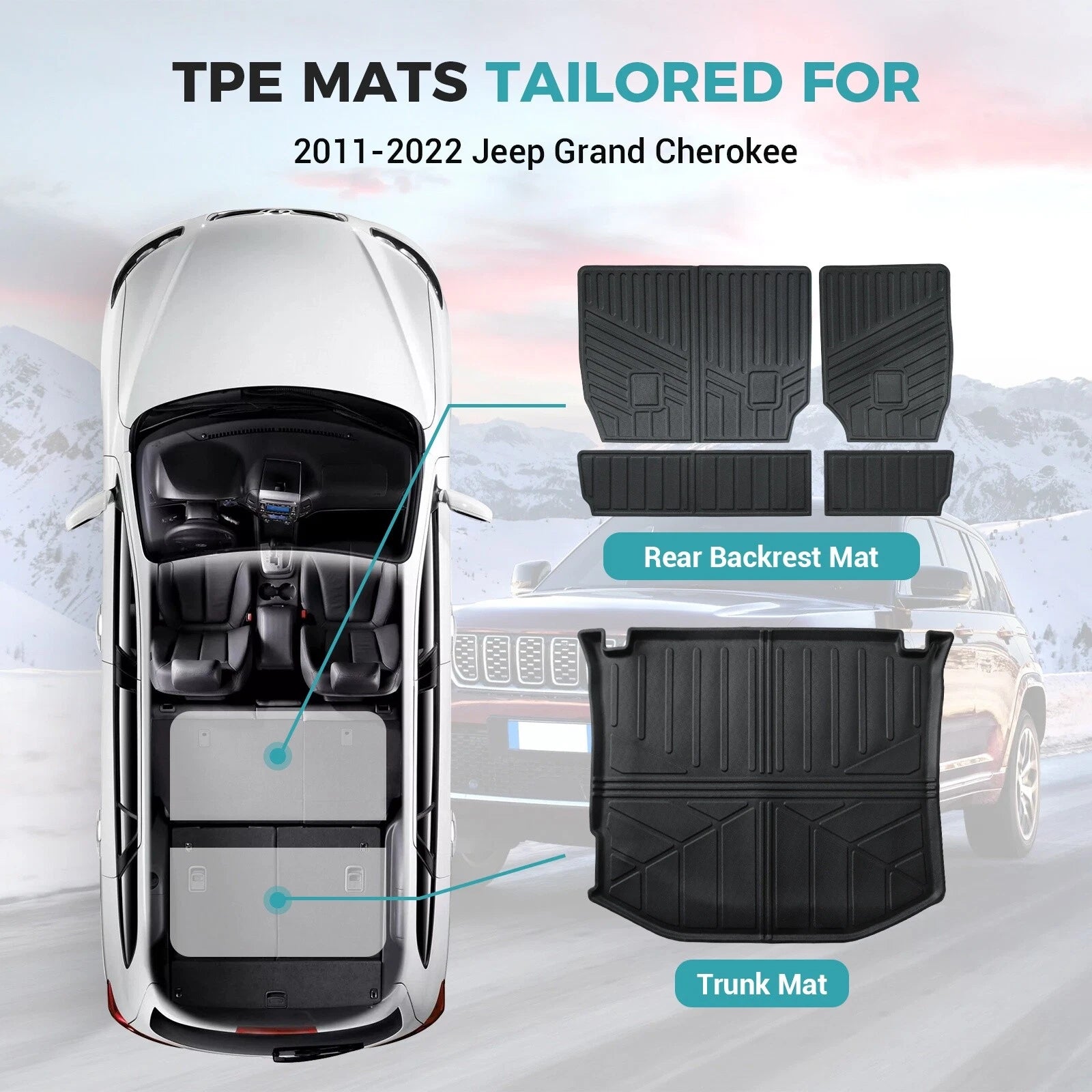 Set of 4 Floor Mats for Jeep Grand Cherokee (2011–2021)