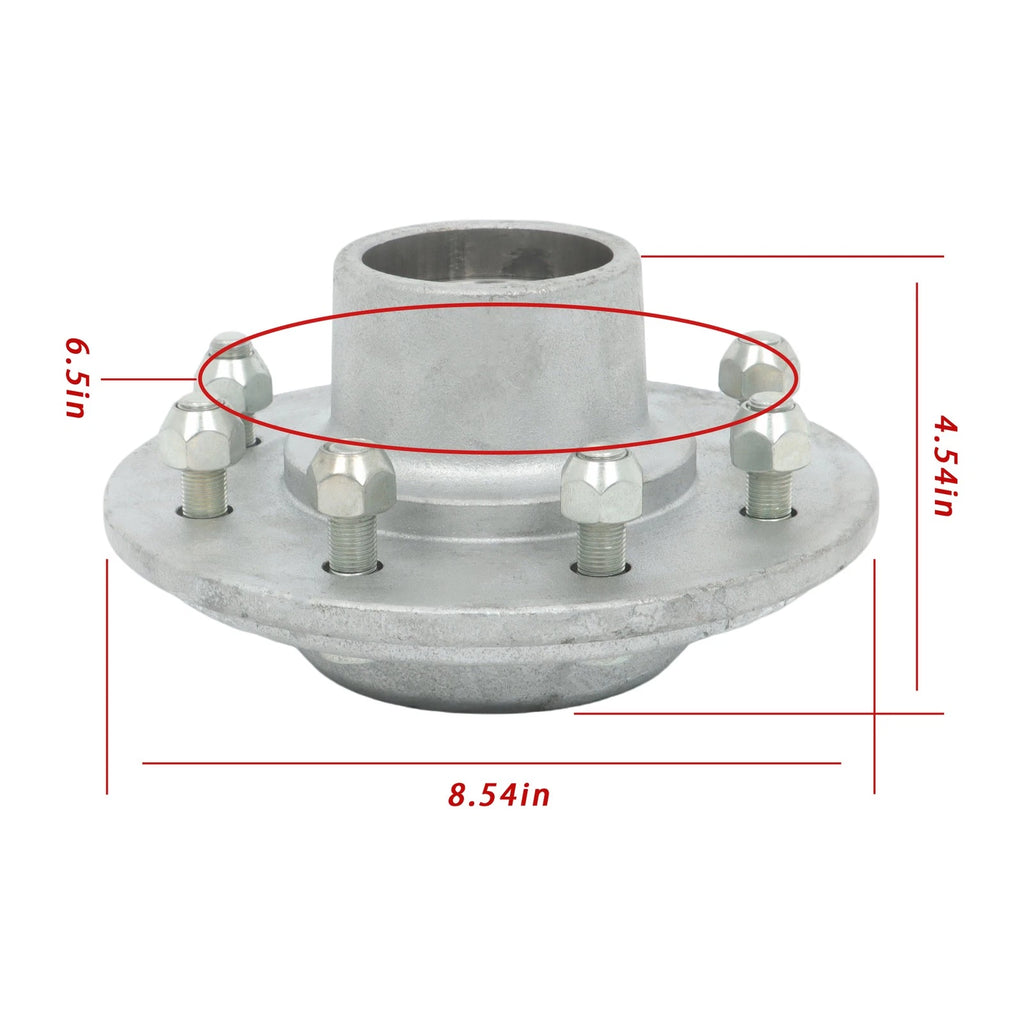 6pc Galvanized Idler Hub for Trailer 42 Spindles (8 Lug)