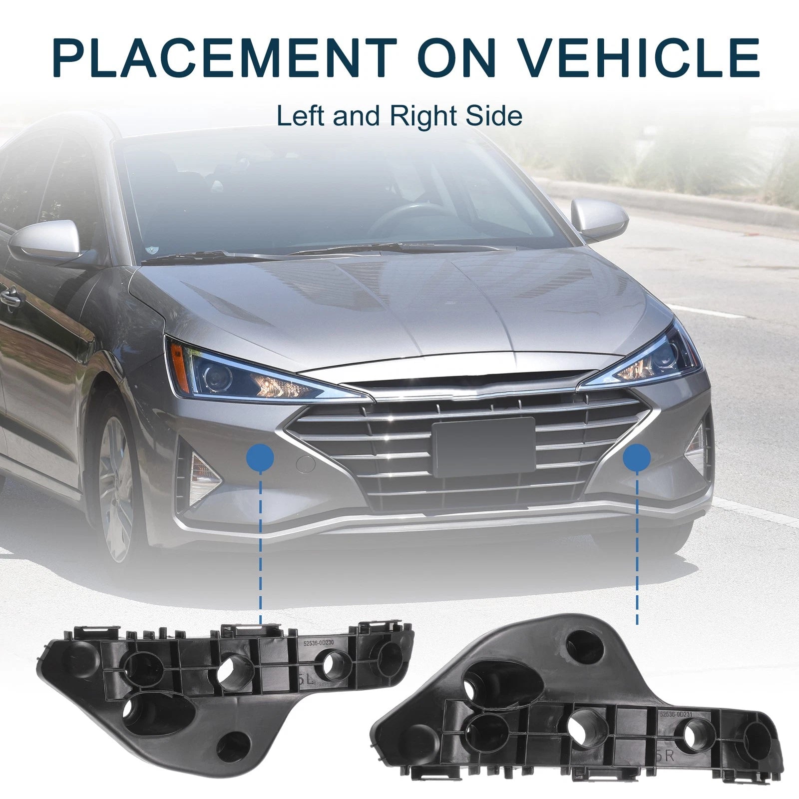 1 Pair Front Bumper Retainer Bracket No. 525360D230/525350D230 for Toyota Yaris (2012–2020)