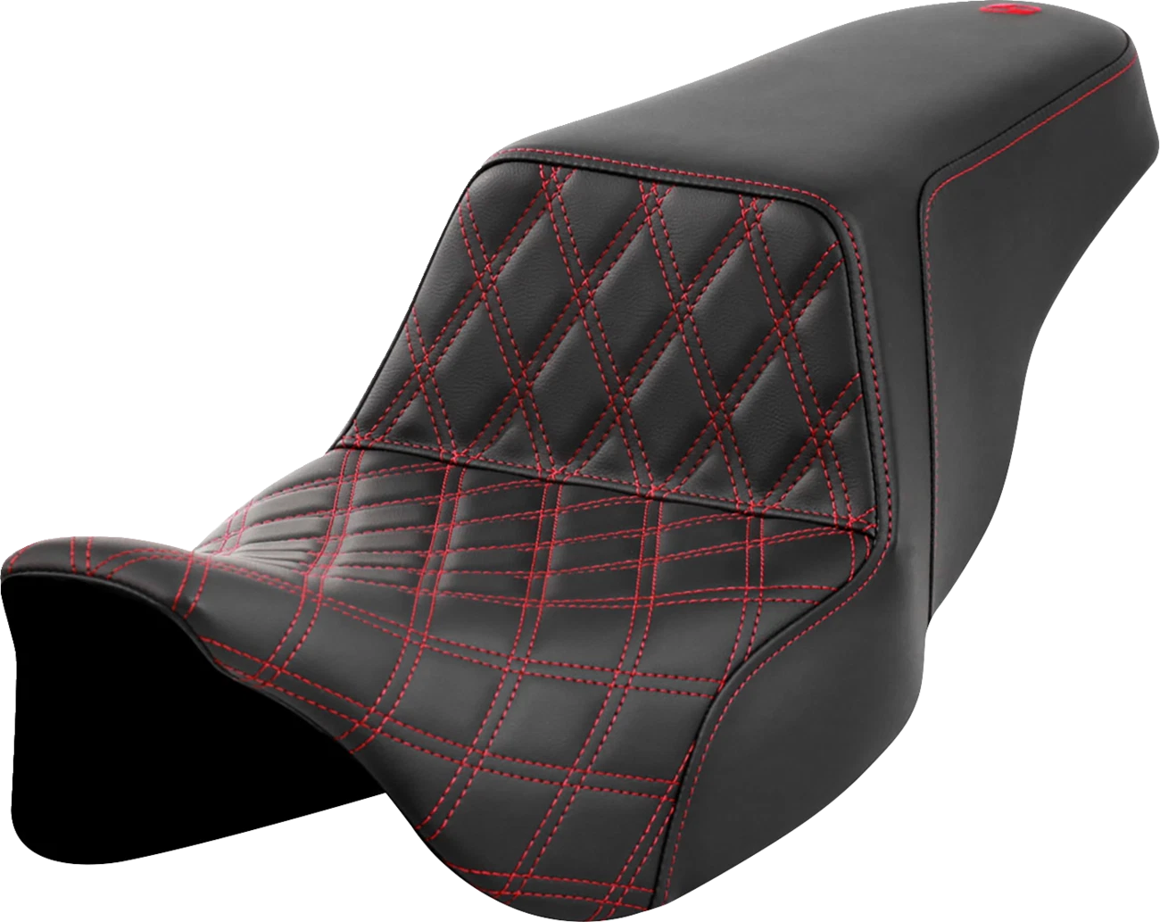 SADDLEMEN Step-Up Seat for FLH/FLT (2008–2023) - Front Lattice Stitch, Red Stitch