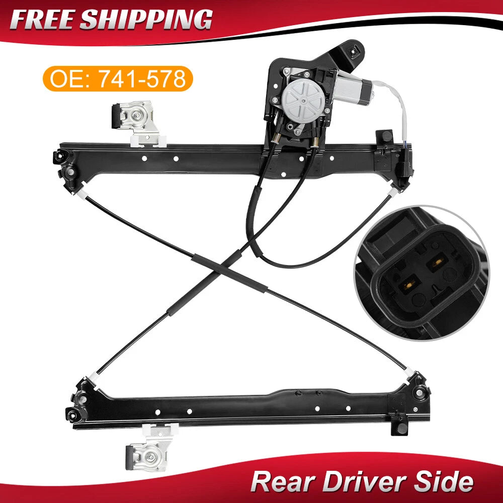 Rear Left Power Window Regulator w/ Motor for Chevy Silverado GMC Sierra 1500 (2007–2014)