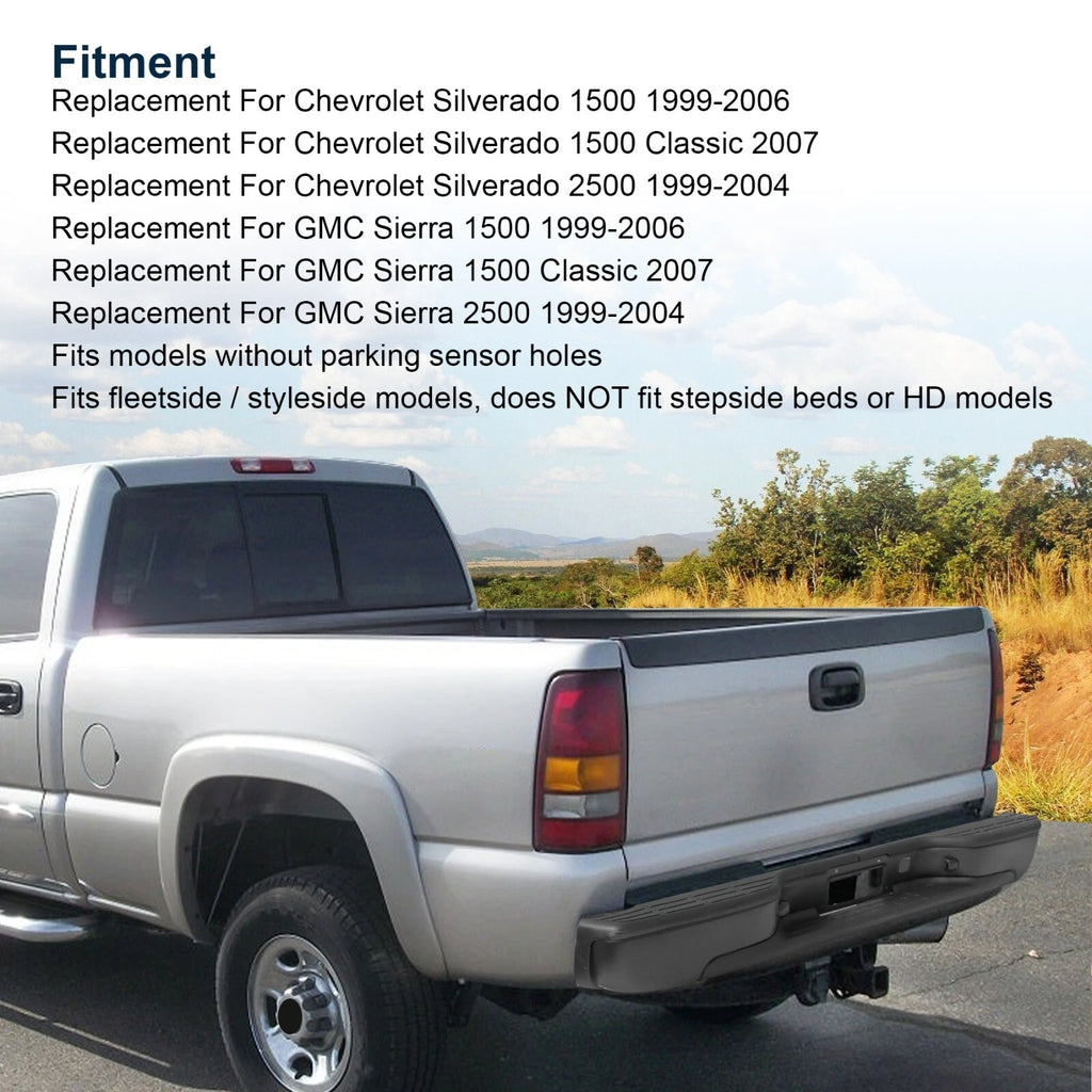 Black Rear Step Bumper for Chevy Silverado GMC Sierra 1500 2500 (1999-2007)
