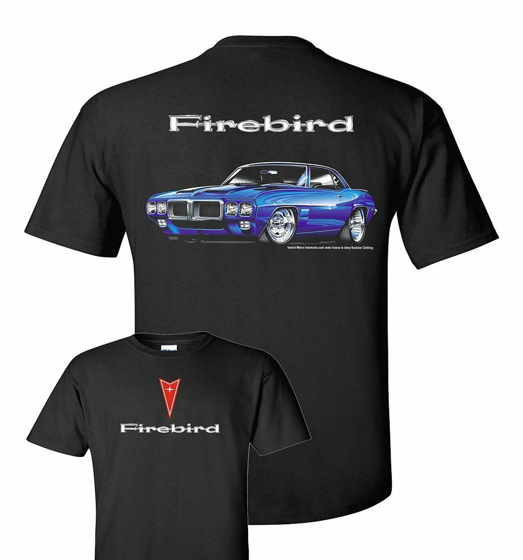 Pontiac Firebird T-Shirt Black Blue 1969 Car Emblem Licensed (1969–1969)