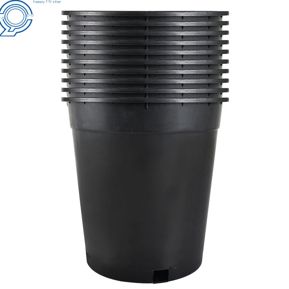 10 Pack 5 Gallon Black Injection Molded Nursery Pot Container