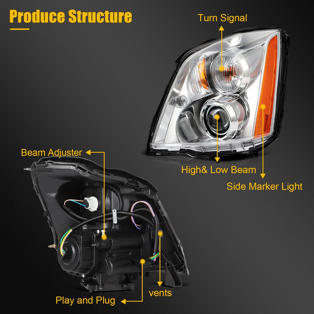 HID Xenon Headlight Assembly for Cadillac DTS (2006–2011) Left + Right
