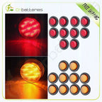 Set of 10 Red & Amber Sealed Round 2" Side Marker Lights for Trailer RV (12V)