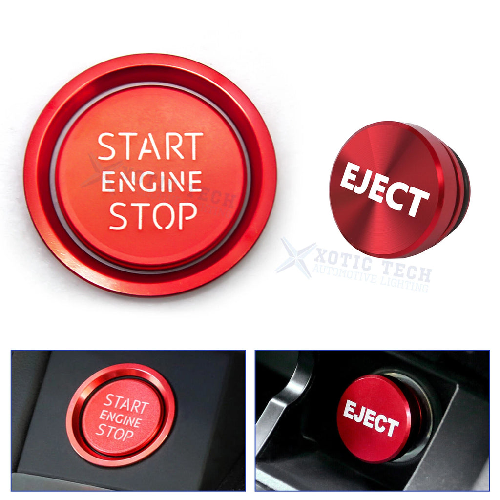 Red Aluminum Engine Start Button + Cigarette Lighter Eject Trim for Audi A4 S4 (2002–2019)