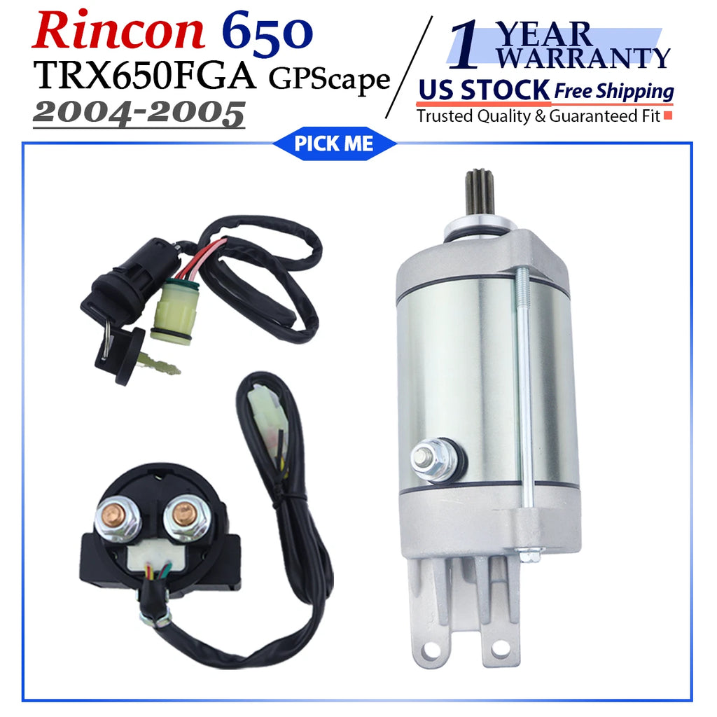 Starter with Relay & Key for Honda TRX650FGA FourTrax Rincon 650 (2004–2005)