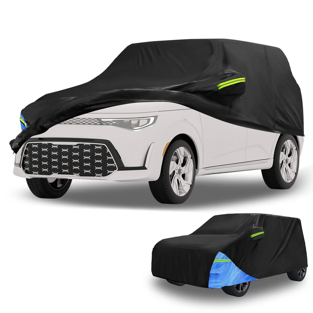 Waterproof Car Cover for Kia Soul (2010–2023) - Oxford Cloth, Black/Blue