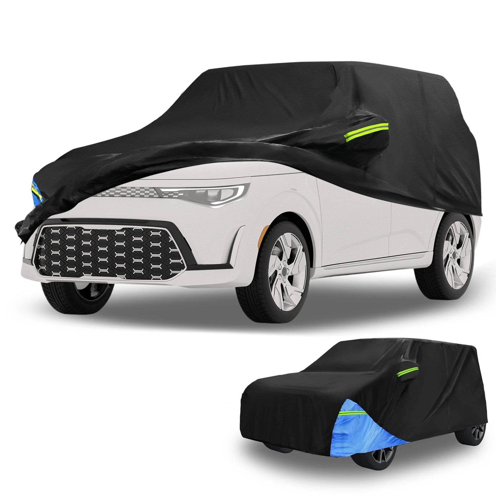 Waterproof Car Cover for Kia Soul (2010–2023) - Oxford Cloth, Black/Blue