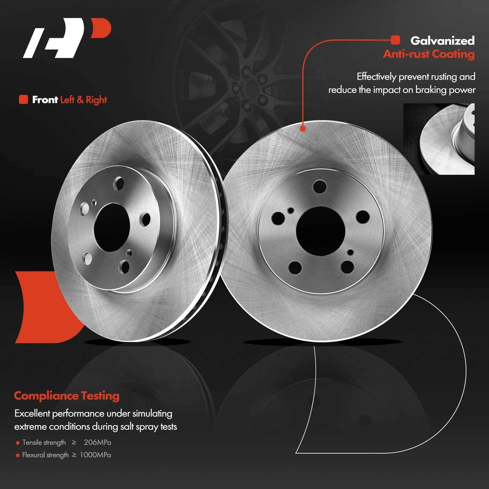 Front Disc Brake Rotors and Ceramic Pads for Toyota Prius (2004–2009)