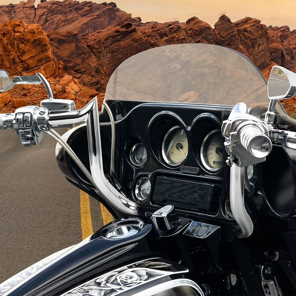 10" Ape Hanger Handlebars 1-1/4" Fat Chrome for Harley Street Electra Glide (2014–2023)