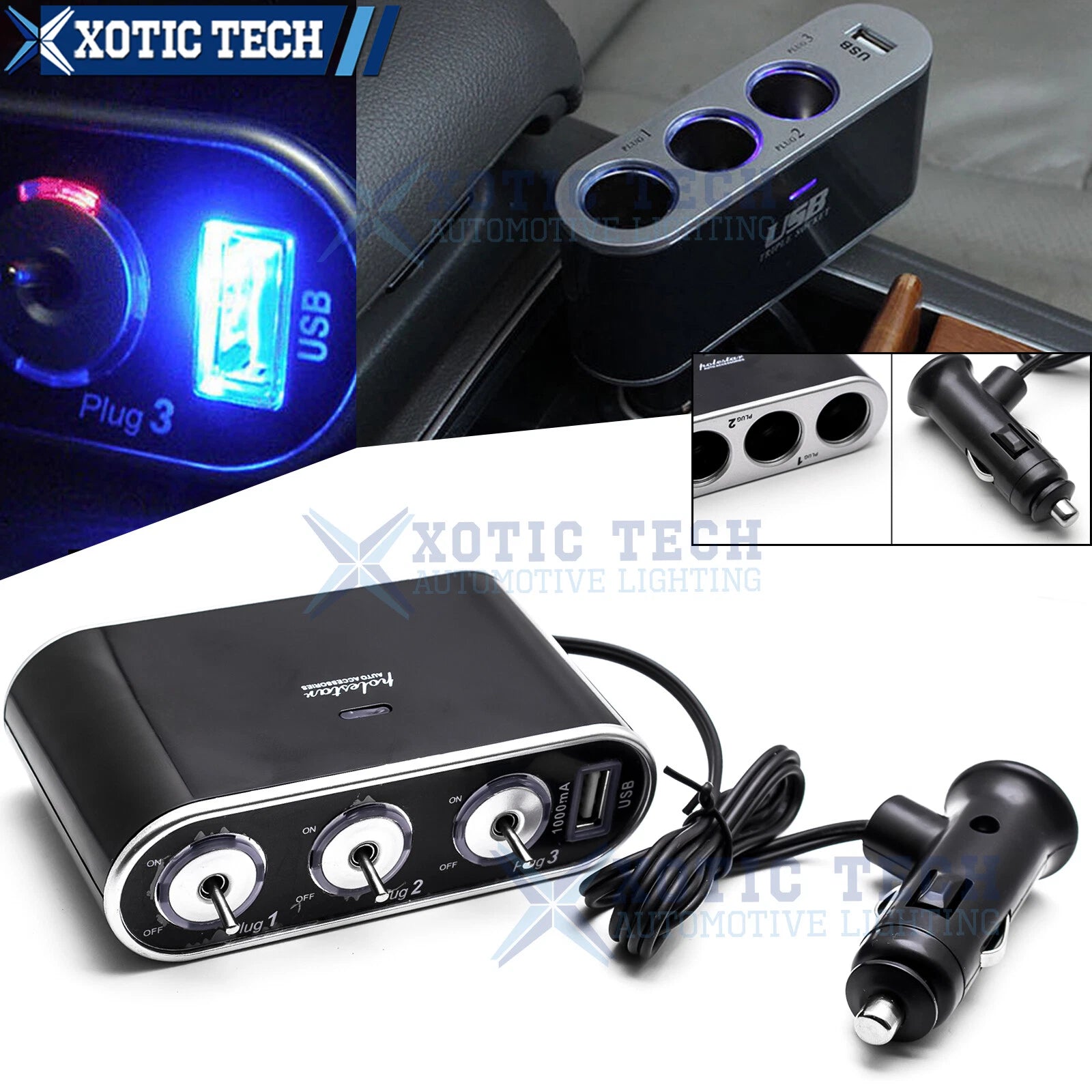 3-Port Cigarette Lighter Extension Socket Splitter for Lexus IS (2006–2015)