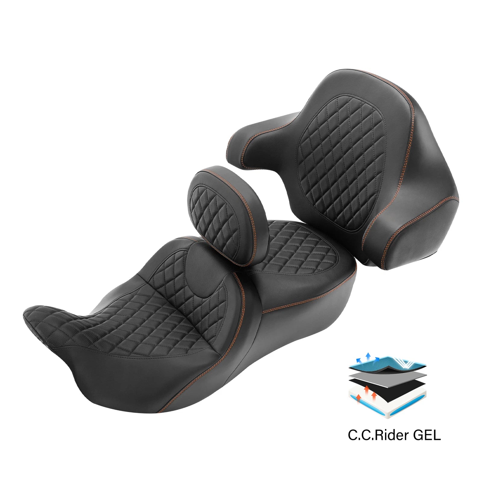 Gel Seat Backrest for Harley Electra Glide, Street Glide, Road Glide (2014–2023)
