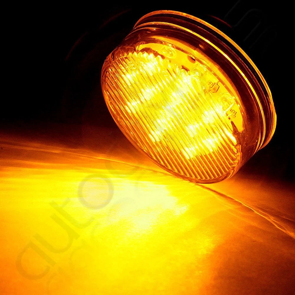 Set of 2 Red & 2 Amber 2.5" Round LED Side Marker Lights for Trailer