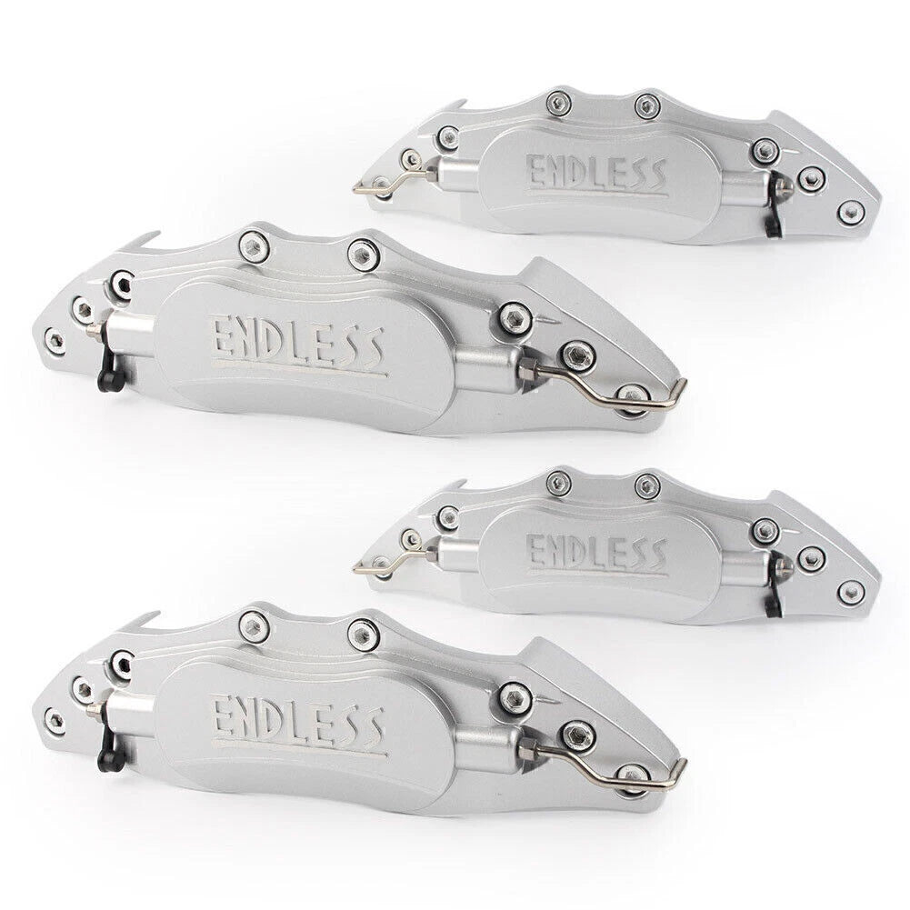Set of 4 Front Brake Caliper Covers for Universal Fit (10.5") Silver Metal 3D