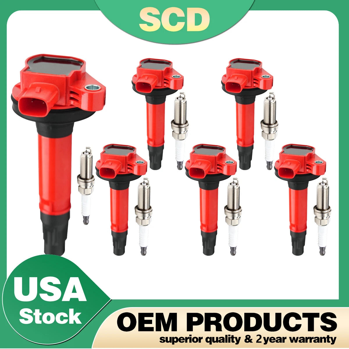 6X Ignition Coils + Spark Plugs for Ford Lincoln Mazda 3.7L 3.5L V6 UF553