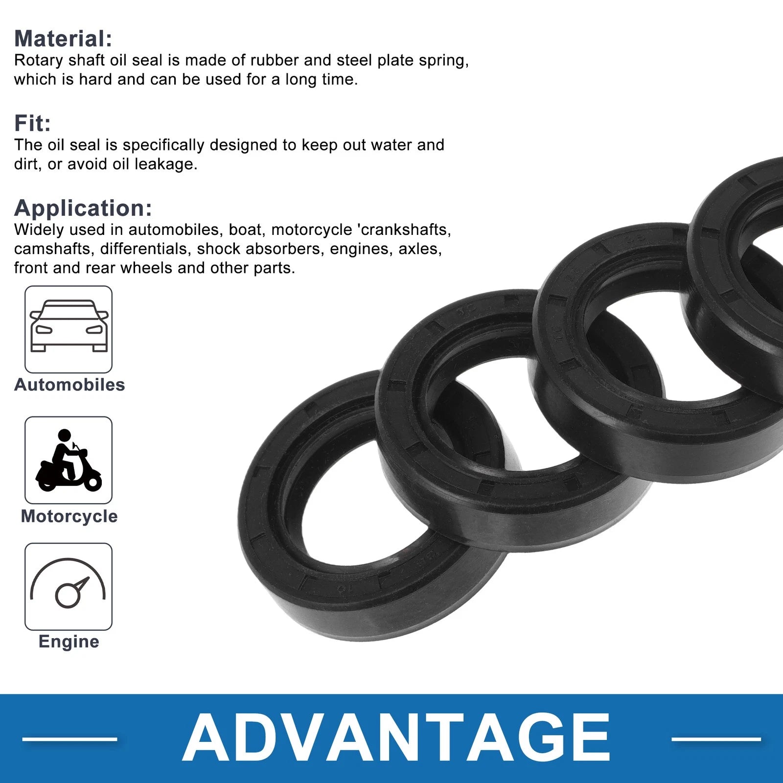 Set of 5 Oil Seal Rotary Shaft Seal for Various Models (25x38x10mm)