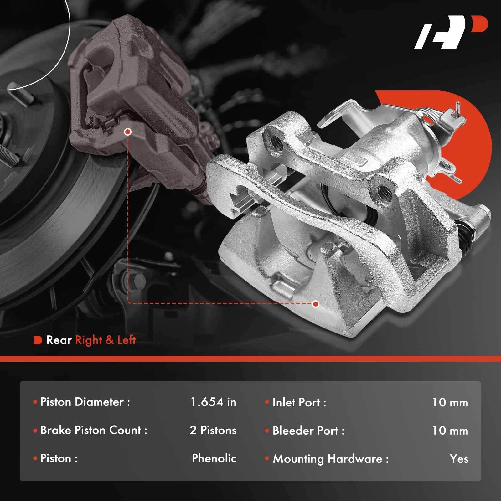 Pair Rear Disc Brake Calipers for Ford Mustang (2015-2020)