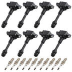 8pcs Ignition Coil & Spark Plug Pack for Nissan Titan 5.6L (2008–2015) UF551