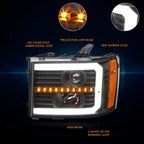 LED DRL Sequential Signal Projector Headlight for Sierra (2007–2014)