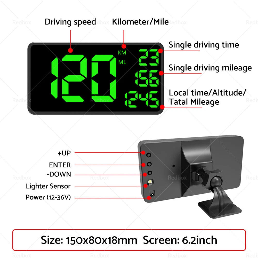 6.2" Truck GPS Speedometer Odometer Overspeed Alarm for