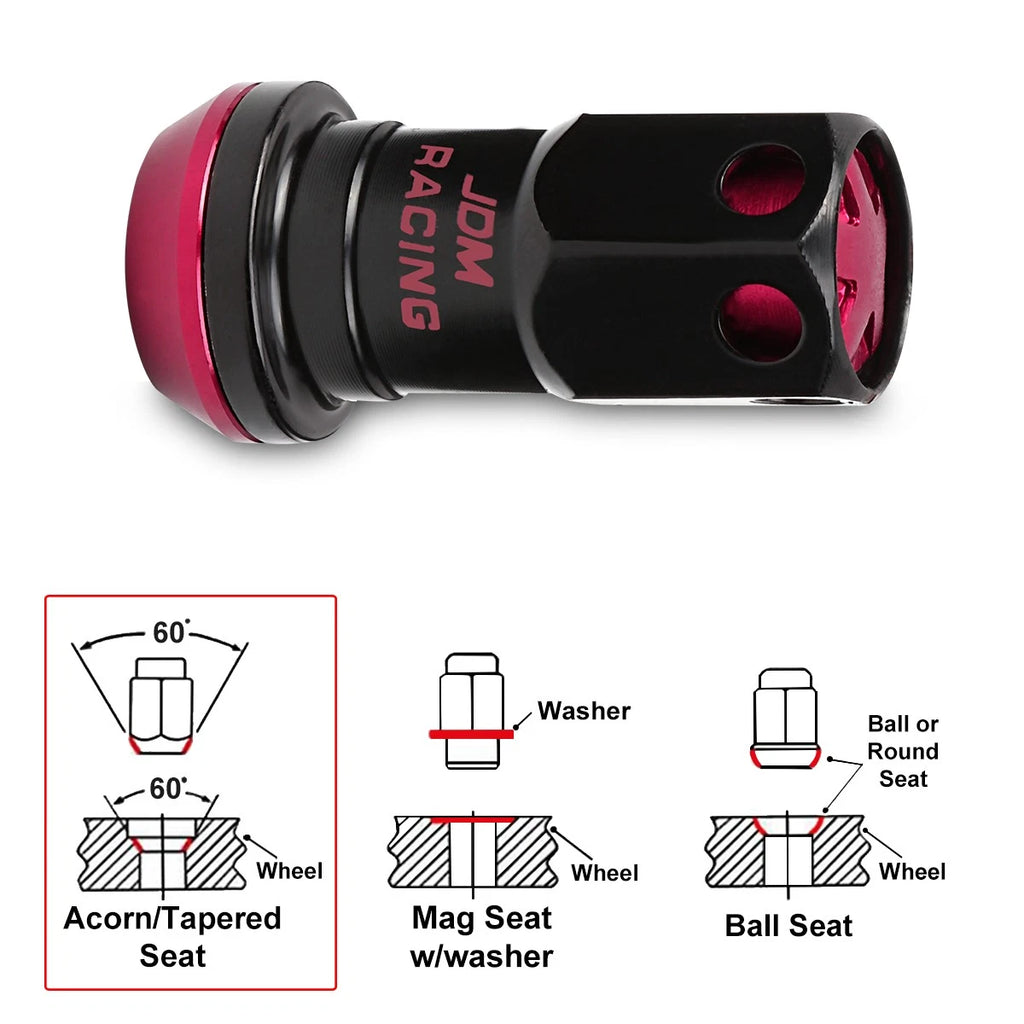 20Pc M12X1.5 Pink JDM Closed End Lug Nuts + Spline Locks + Key + Extension