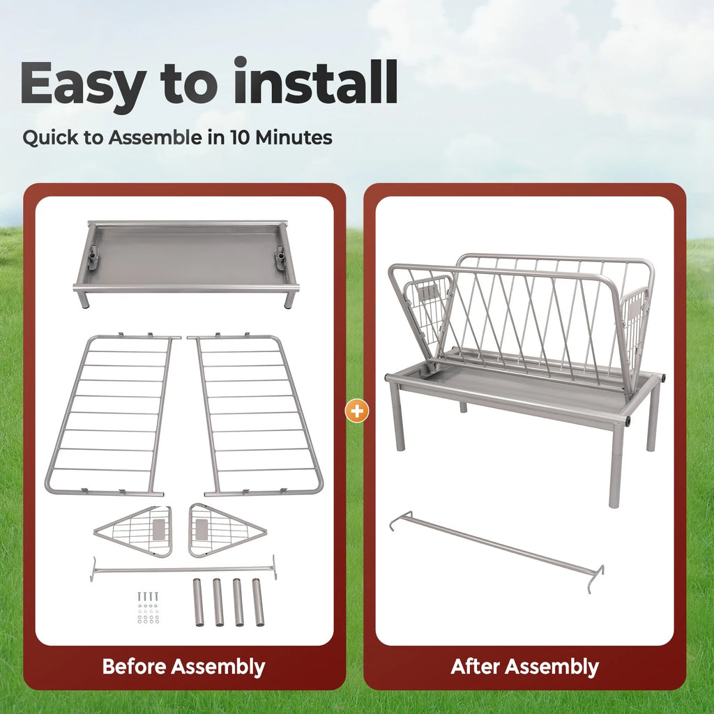 Heavy Duty Steel Hay Feeder for Goats (Outdoor Use)
