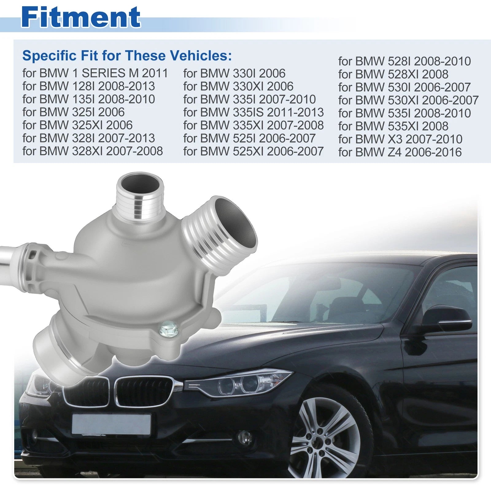 Engine Coolant Thermostat Housing Assembly for BMW 1 3 5 Series X3 Z4 (2000–2020) 902-816
