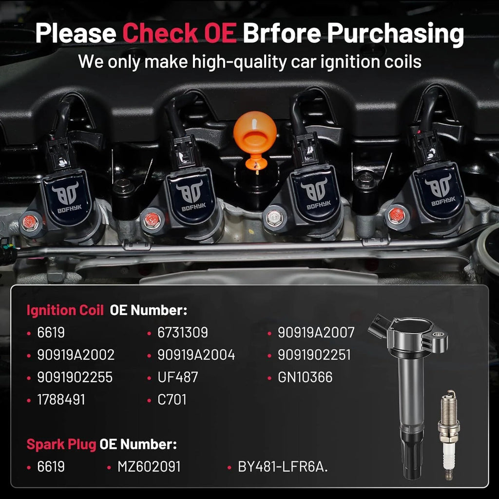 Set of 6 Ignition Coils & Spark Plugs for Lexus ES350 (2007-2016)