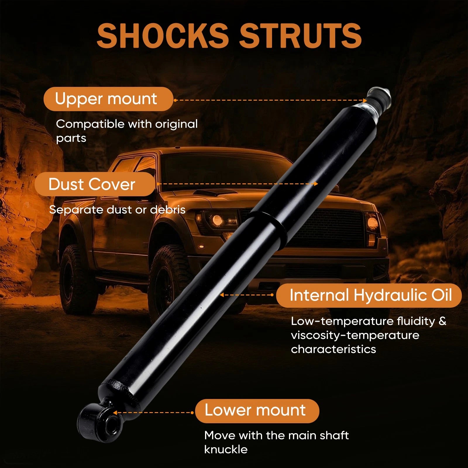 2X Rear Shock Absorbers for Toyota Tacoma (2005–2017) 349010 37280