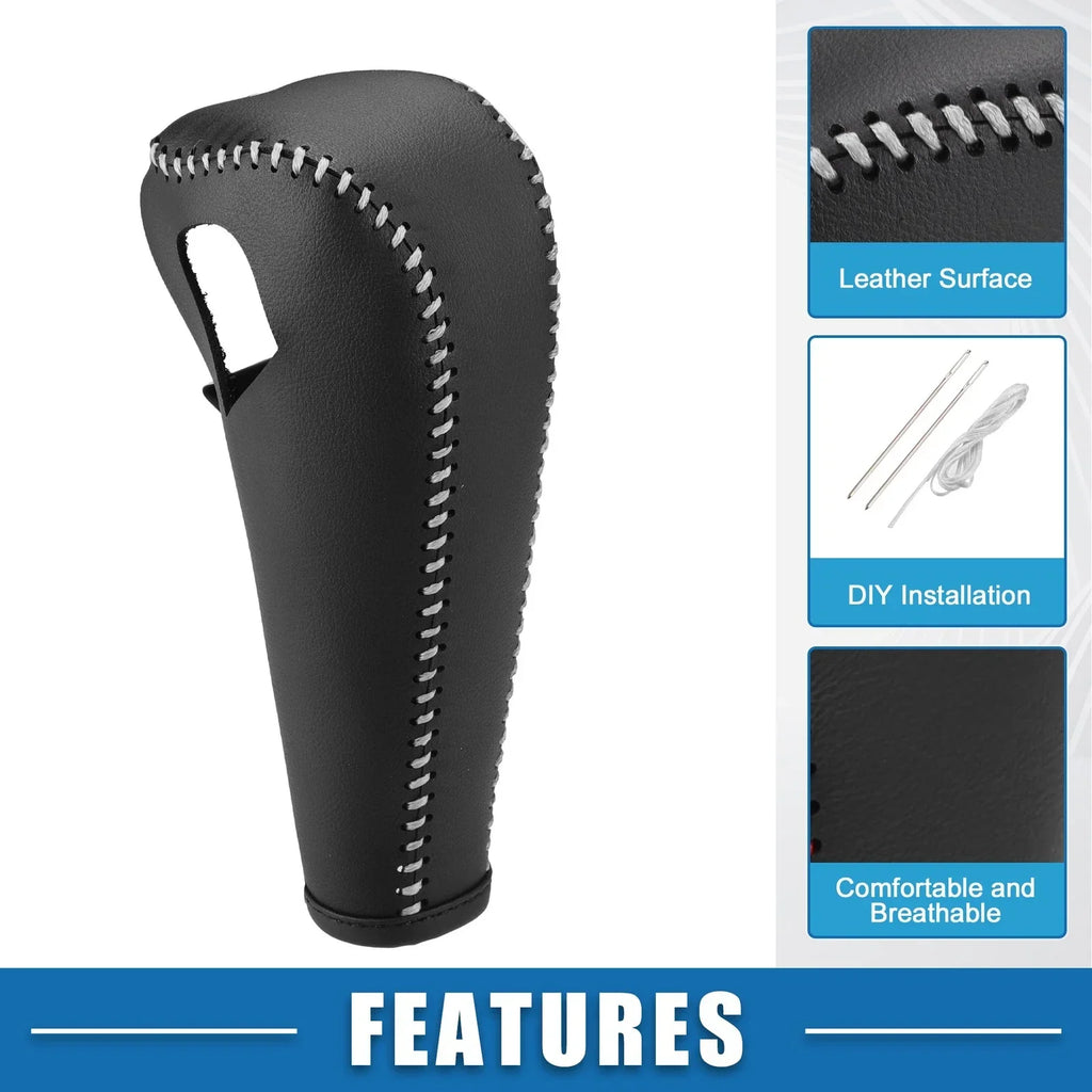 Gear Shift Lever Cover for Chevrolet Trax 2015-2021 Black Gray Stitching