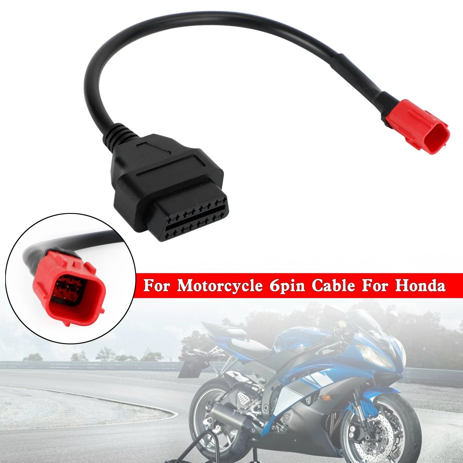 OBD2 Motorcycle Cable for Honda 6 Pin Plug to 16 Pin Adapter (Compatible)