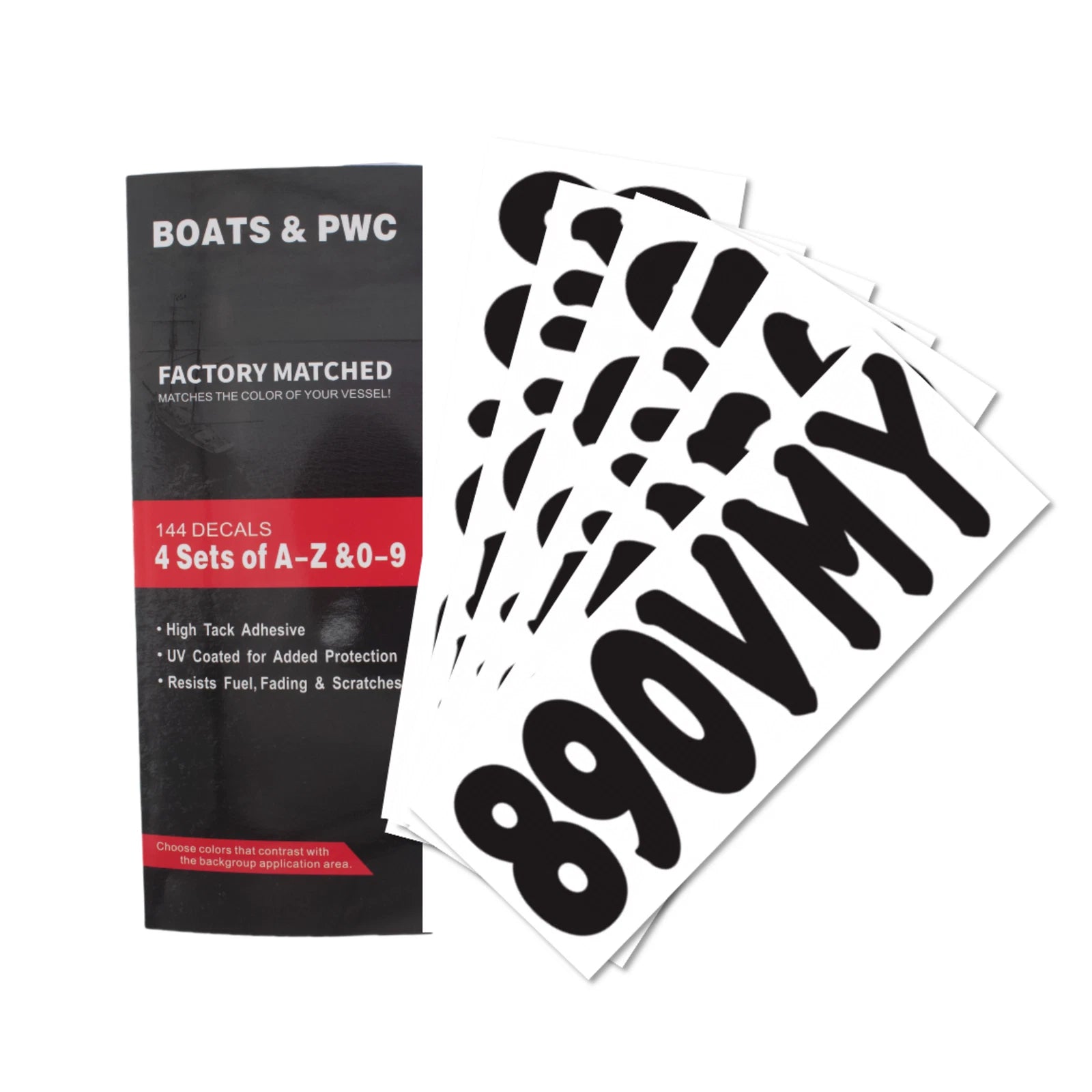 Boat Registration Sticker Decals A-Z Letters 0-9 Numbers Black